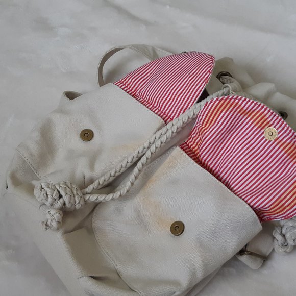 Bluenotes | Cream Canvas Drawstring Bucket Bag - Picture 9 of 9